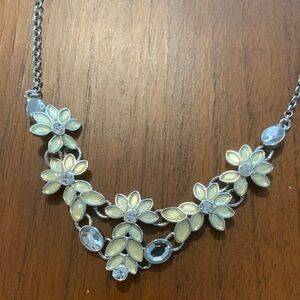 Lia Sophia Silver and Cream Floral Necklace